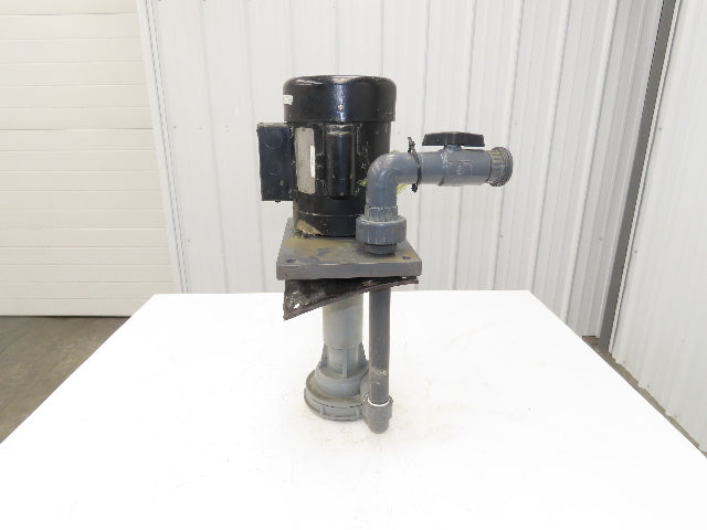 PVC Plastic Chemical Immersion Pump 1.25x1"npt 3/4Hp 115/230V 1PH 13" Depth