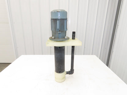 PVC Plastic Chemical Immersion Pump 1"x 3/4"npt .25kw 480V 3PH 14" Intake