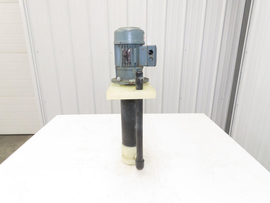 PVC Plastic Chemical Immersion Pump 1"x 3/4"npt .25kw 480V 3PH 14" Intake