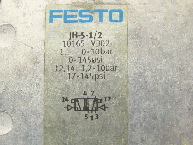 Festo JH-5-1/2 10165 Pneumatic Control Valve 5 Way 145 PSI 3/4"NPT