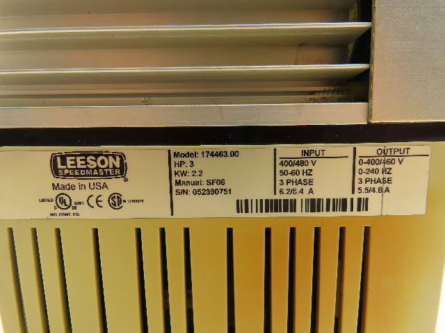 Leeson 174463.00 AC Motor Control Speedmaster Adjustable Speed 3Hp 400/480v 3ph