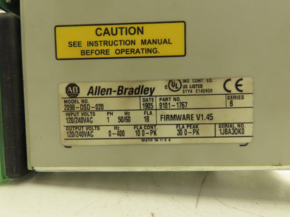 Allen Bradley 2098-DSD-020 Ultra 3000 Servo Drive 120/240V 1PH V1.45 Ser B