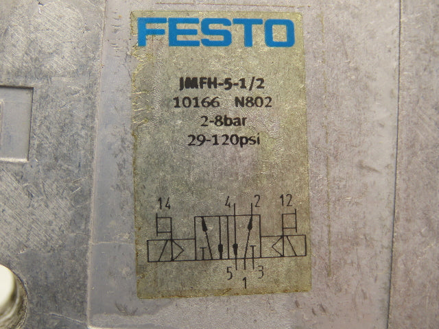 Festo JMFH-5-1/2 10166 Pneumatic Control Valve 5 Way 120 PSI 3/4"NPT