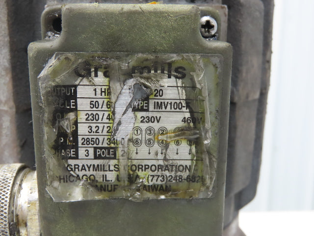 Graymills IMV100-F Immersion Coolant Pump 1"npt Cast Iron 50gpm 1Hp 230/460V 3PH