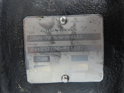 Grundfos CRK4-70 A-W-A-AUUV 12" Immersion Coolant Pump 22gpm 3Hp 230/460V 3PH