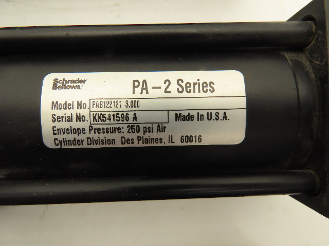 PAB122121 Pneumatic Air Cylinder 2" Bore 3" Stroke 250psig Lot of 3
