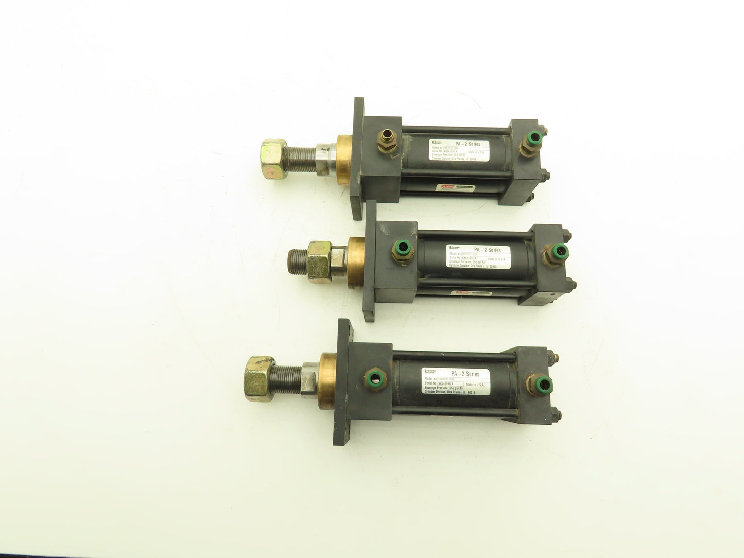 PAB122121 Pneumatic Air Cylinder 2" Bore 3" Stroke 250psig Lot of 3