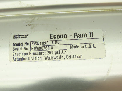 Shrader Bellows Pneumatic Air Cylinder 4" Bore 6" Stroke 250psi