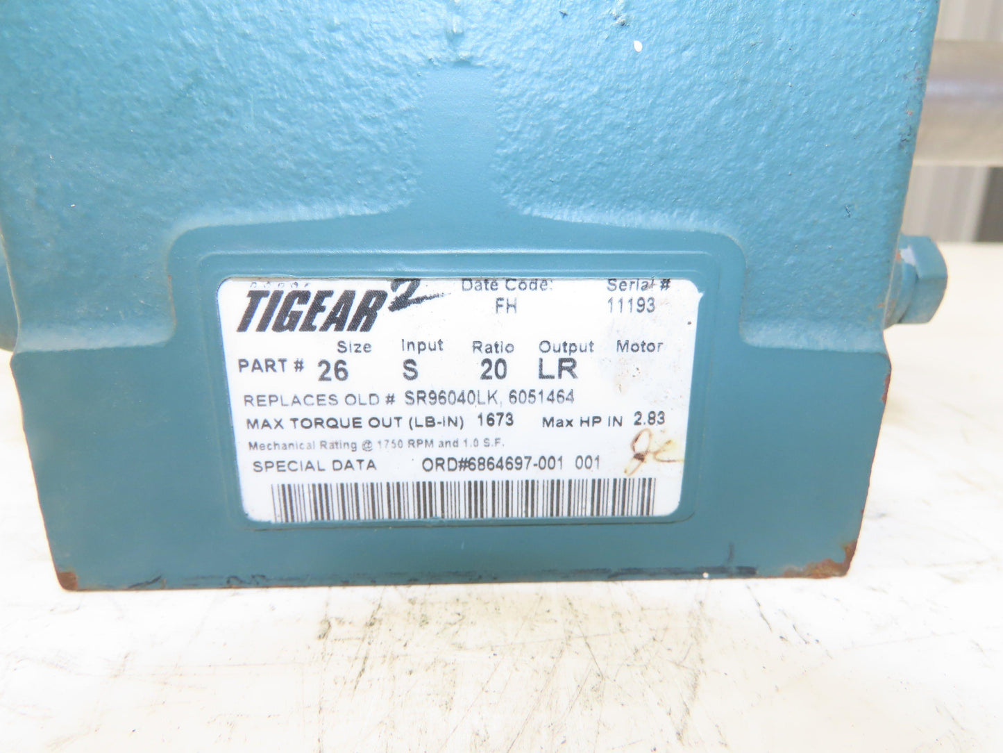 Dodge 26S20LR Worm Gearbox 20:1 Reducer 2Hp 88rpm Dual Output