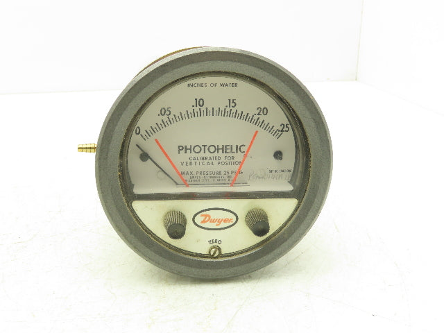 Dwyer 3000-00C Photohelic Pressure Switch Gauge 25PSI 120F .25" Of Water