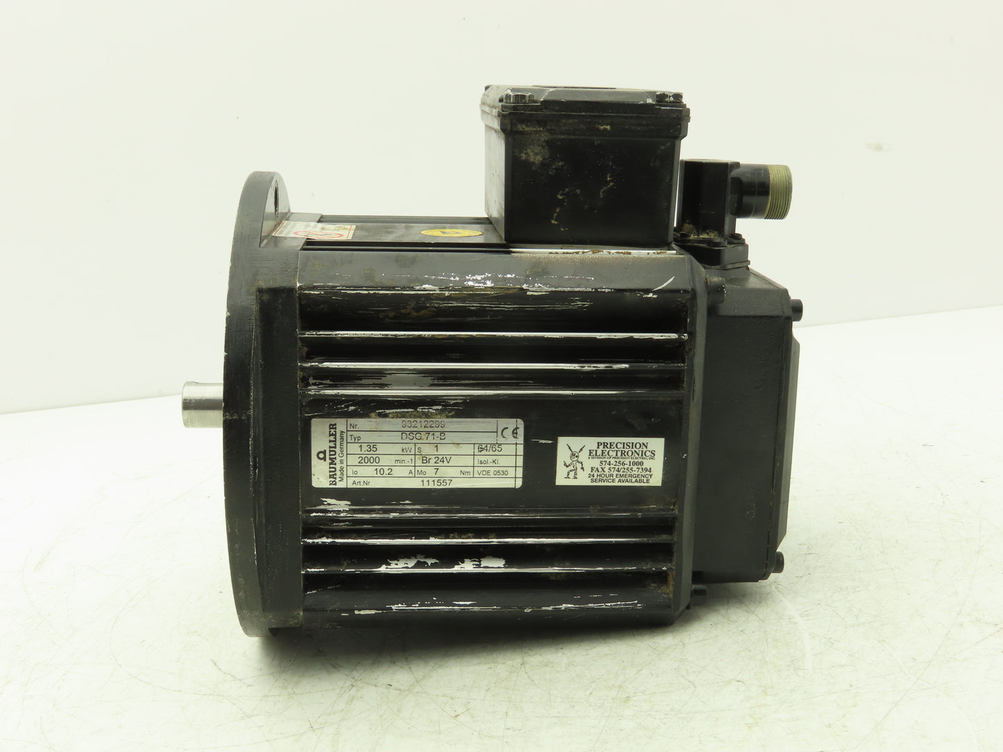 Baumuller DSG 71-B Servo Motor 1.35kW 2000 RPM 24V Brake *For Parts or Repair*