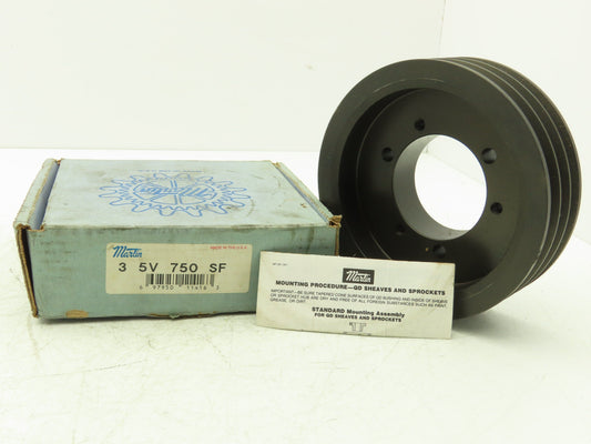 Martin 3 5V 750 SF V-Belt Pulley 5V 3 Groove 7.4" Pitch Diameter Bushing Bore