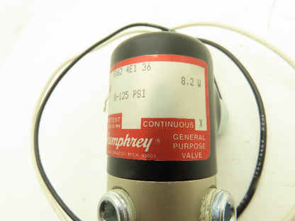 Humphrey T062 4E1 36 Pneumatic Directional Solenoid Valve 125psi 120v 1/4"NPT