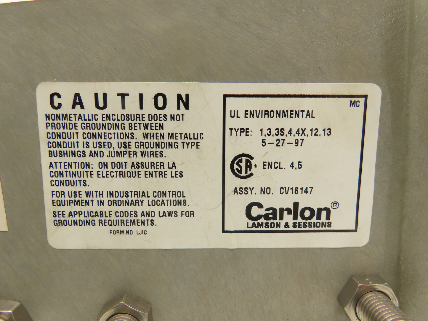 Carlon CV16147 Industrial Control Panel Enclosure 16x14x7.6" Sealed