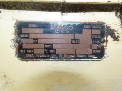 GM Delco B-5025 AC Motor 5Hp 1200 RPM 208-230/460V 3PH 254U Frame