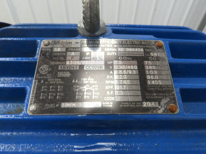 Elektrim 20NFM-3-7.5-18 AC Motor 7.5Hp 1750rpm 230/460v 3ph 213T TEFC