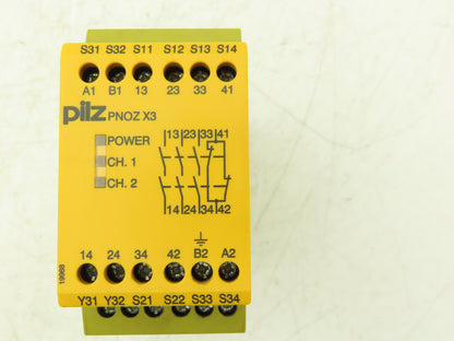 Pilz PNOZ X3 Safety Relay 24VAC 24VDC 3n/o 1n/c 1so 2.5W 60Hz