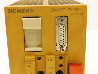 Siemens 6ES5 103-8MA03 PLC Processor CPU 24VDC In Memory Submodule 32k Rev 10