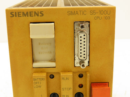 Siemens 6ES5 103-8MA03 PLC Processor CPU 24VDC In Memory Submodule 32k Rev 10