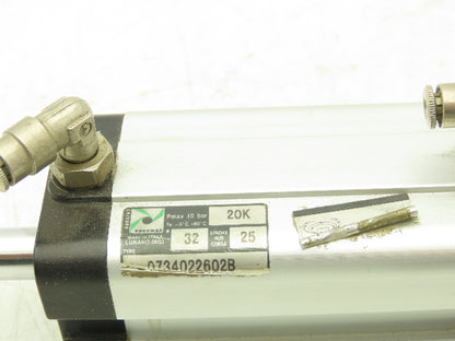 Pneumax 0734022602B Pneumatic Air Cylinder 32mm Bore 25mm stroke Lot of 8