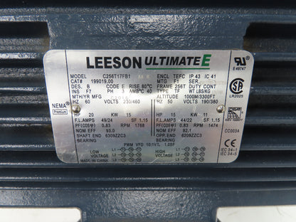 Leeson C256T17FB1 Ultimate-E AC Motor 20Hp 1750 RPM 230/460V 3PH 256T 199019.00