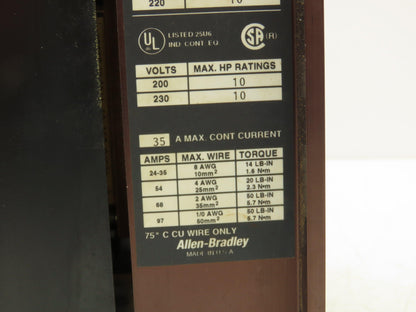 Allen Bradley 150-A35NA AC Drive 3Ph 230V Input 10Hp 230v Output Ser A