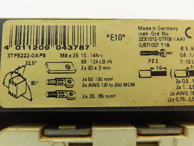 Siemens 3TF52 Motor Starter IEC Contactor 3Ph 1000V 150Hp 200A Coil 240V