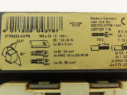 Siemens 3TF52 Motor Starter IEC Contactor 3Ph 1000V 150Hp 200A Coil 240V