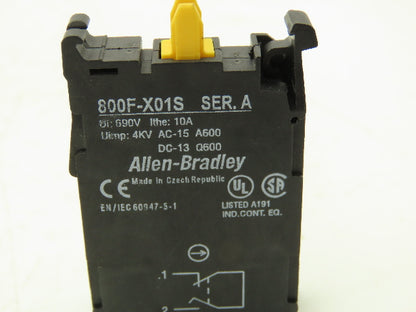 Allen Bradley 800F-X01S Contact Block 22mm 10A 1NC Ser A  Lot of 5