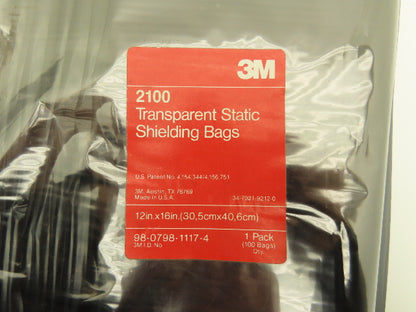 3M 98-0798-1117-4 2100 Transparent Static Shielding Bags 100 Per Pack Lot of 2