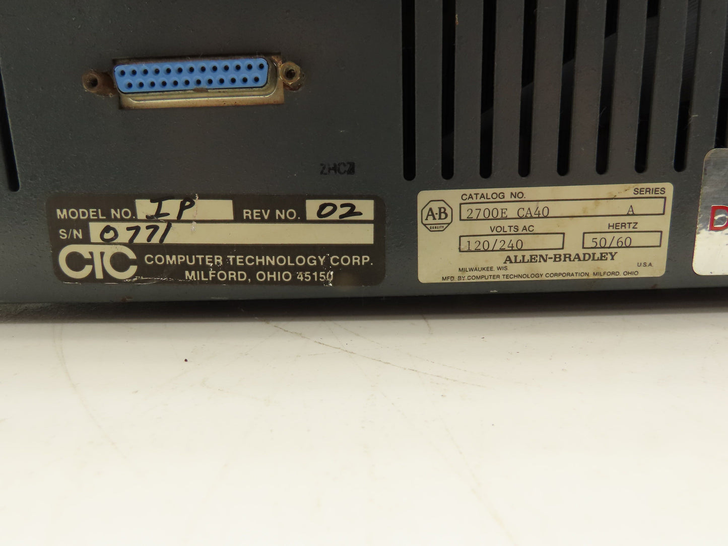 Allen Bradley 2700E CA40 HMI Push Button Control Panel Console 100-240VAC