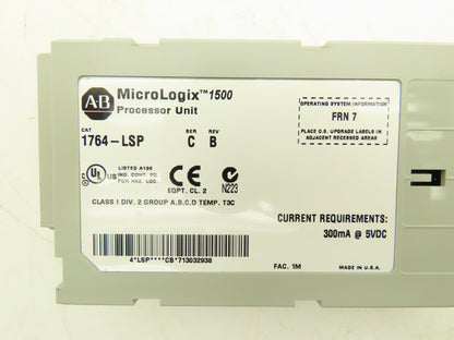 Allen Bradley 1764-LSP MicroLogix 1500 LSP Processor Unit Ser C Rev B FRN 7
