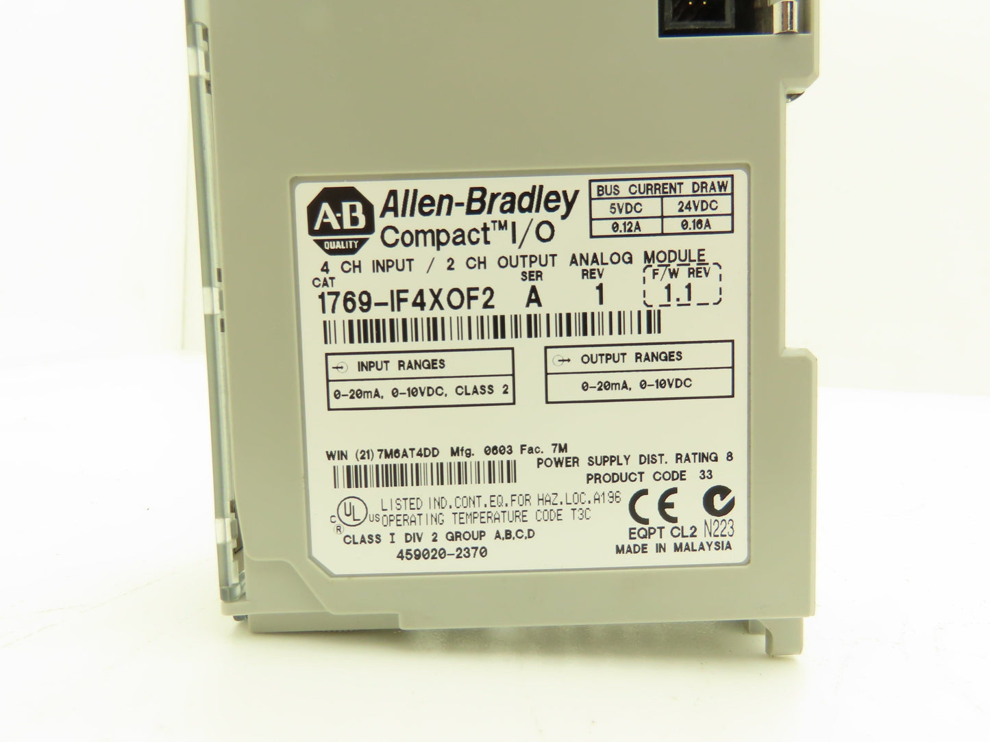 Allen Bradley 1769-IF4XOF2 Input Output Module 0-10VDC Rev 1 Ser A I/O