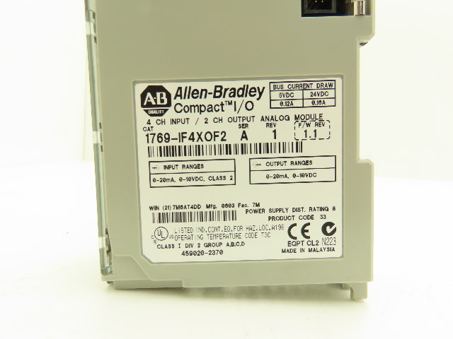 Allen Bradley 1769-IF4XOF2 Input Output Module 0-10VDC Rev 1 Ser A I/O