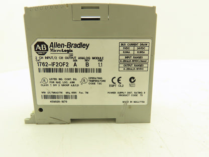 Allen Bradley 1762-IF2OF2 MicroLogix 1200 Analog I/O Module Ser A Rev B FRN 1.1