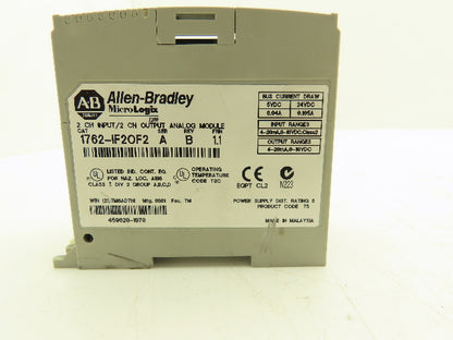 Allen Bradley 1762-IF2OF2 MicroLogix 1200 Analog I/O Module Ser A Rev B FRN 1.1