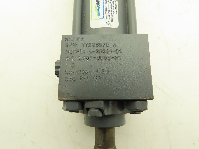 Miller 86B1N Pneumatic Air Cylinder 1.5" Bore 1" Stroke Double Acting 250psi