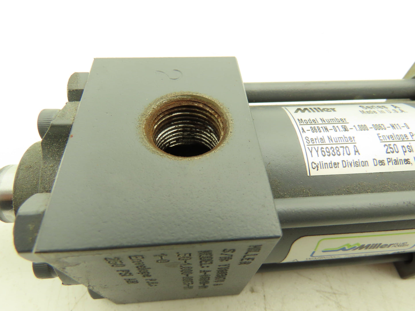 Miller 86B1N Pneumatic Air Cylinder 1.5" Bore 1" Stroke Double Acting 250psi