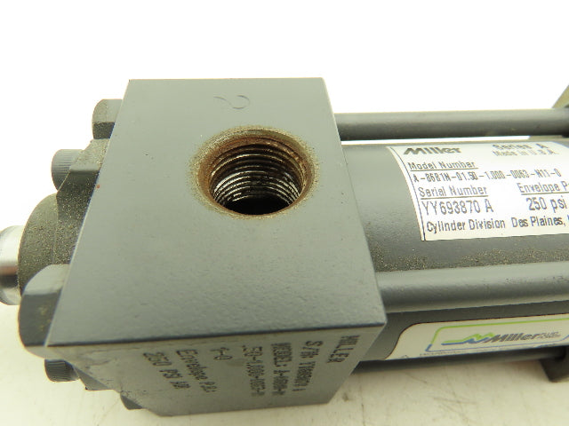 Miller 86B1N Pneumatic Air Cylinder 1.5" Bore 1" Stroke Double Acting 250psi