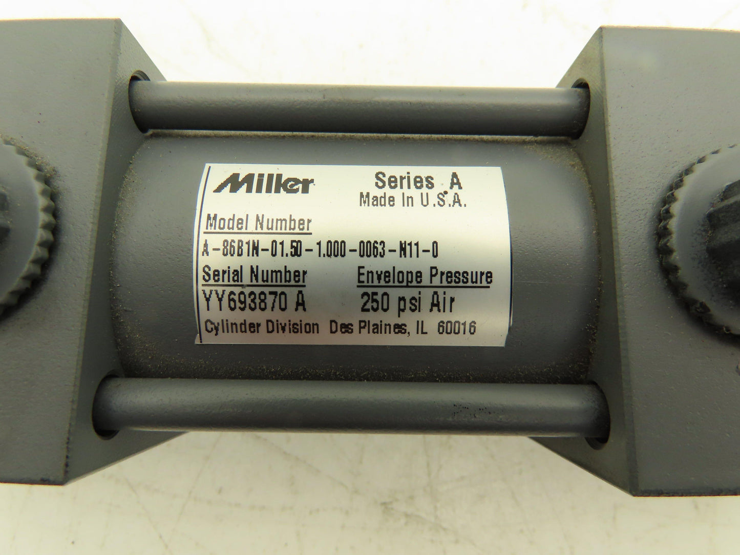 Miller 86B1N Pneumatic Air Cylinder 1.5" Bore 1" Stroke Double Acting 250psi