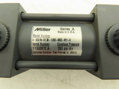 Miller 86B1N Pneumatic Air Cylinder 1.5" Bore 1" Stroke Double Acting 250psi