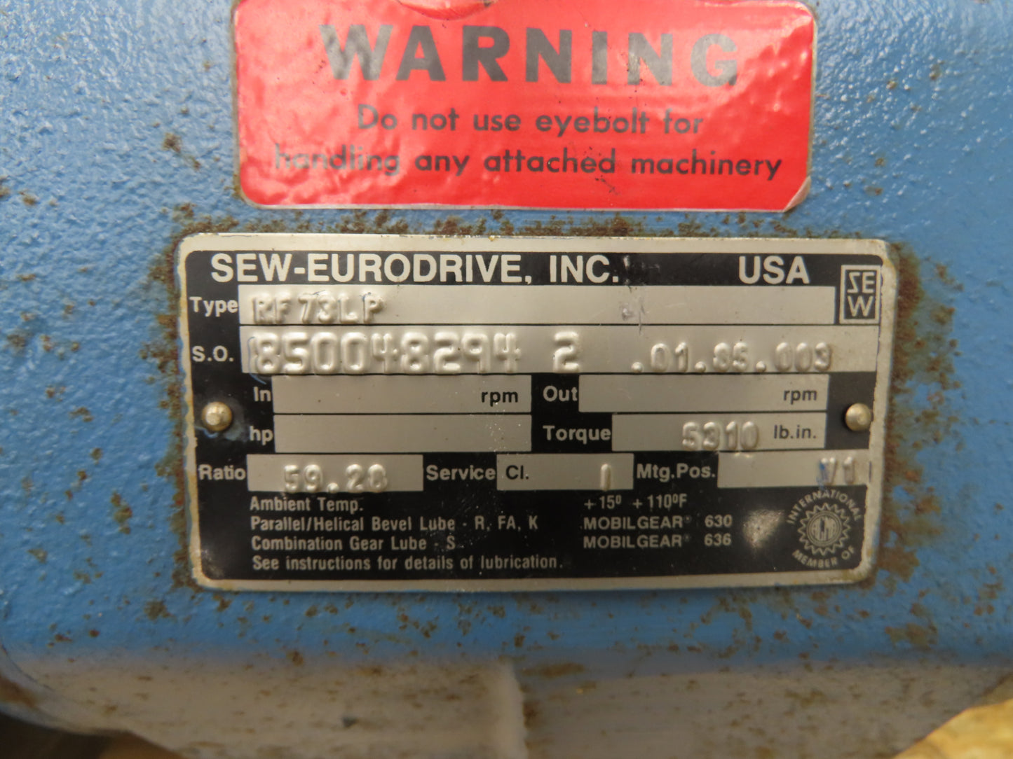 Industrial Mixer 44" Impeller 37" Depth 2 Hp 460V 3Ph 29RPM Sew 60:1 Gearbox