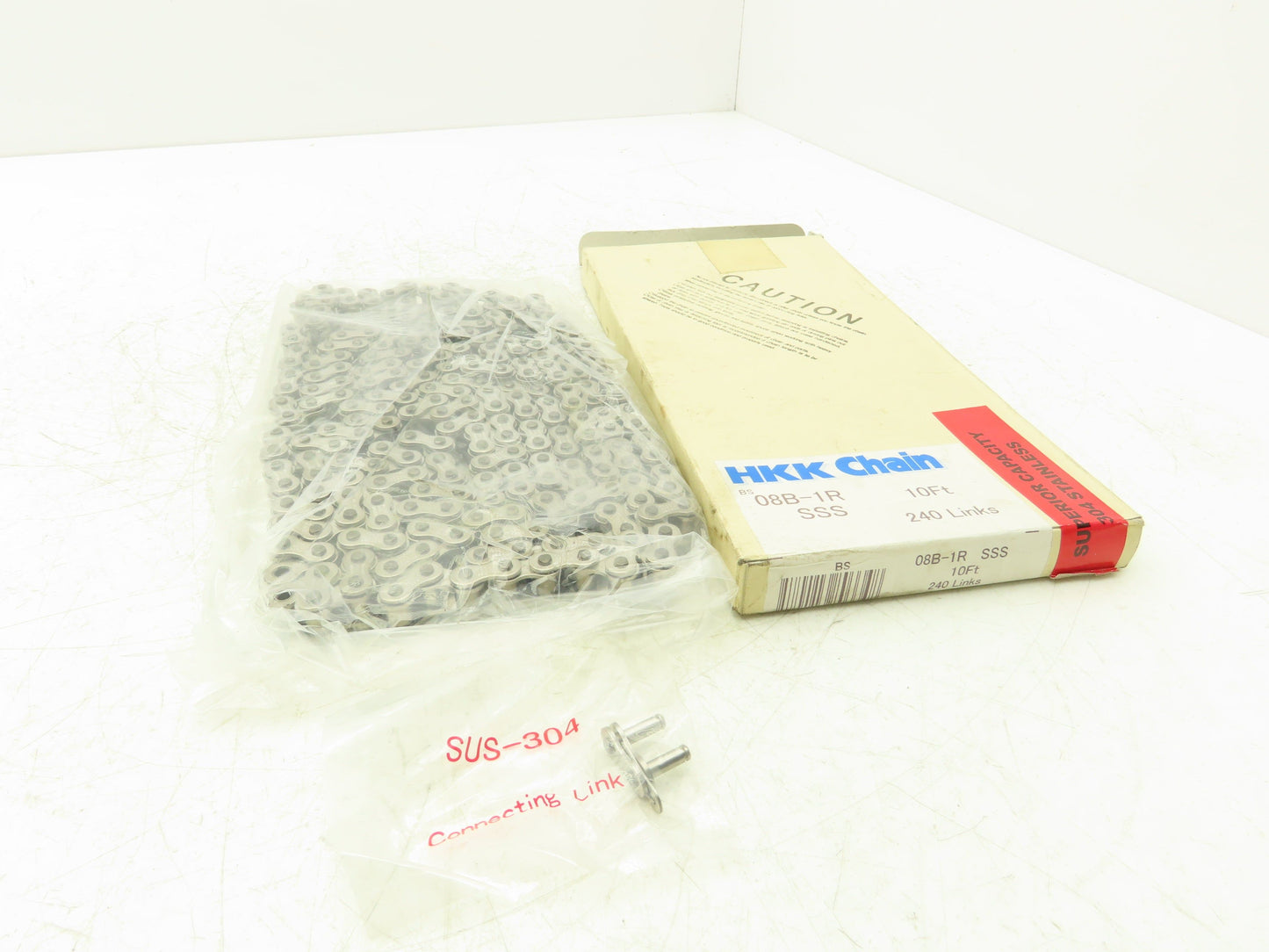 HHK 08B-1R-SSS Roller Chain Single Strand 304 Stainless 10 Ft 240 Links