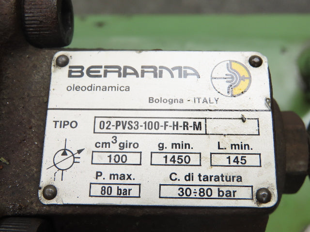 Hydraulic Berarma Vane Pump Power Unit 78GPM 1160 PSI 80Gal 16.8kw 460V 3PH