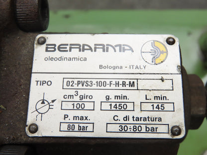 Hydraulic Berarma Vane Pump Power Unit 78GPM 1160 PSI 80Gal 16.8kw 460V 3PH