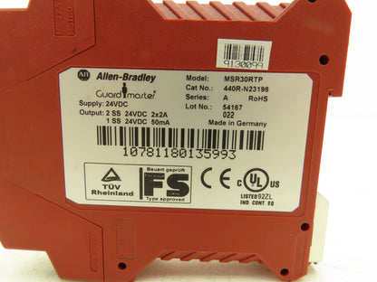 Allen Bradley MSR30RTP Safety Relay Control Unit Guard Master SER A 24VDC