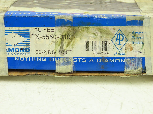 Diamond #50 Double Roller Chain Riveted 0.500 Pitch 10' Box & Master Link