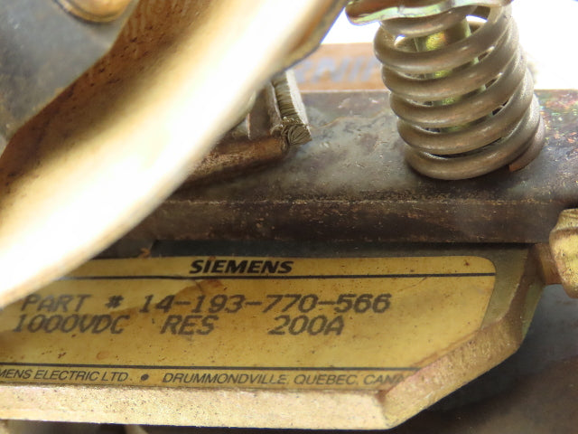 Siemens 14-193-770-566 DC Contactor 1000VDC 200A Interlock 125VDC Coil *READ