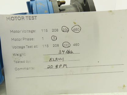 Sumitomo Cyclo CNFMS03-6095GB-87/G F63M/4 Gearmotor 20rpm .25kw 220-480V 87:1