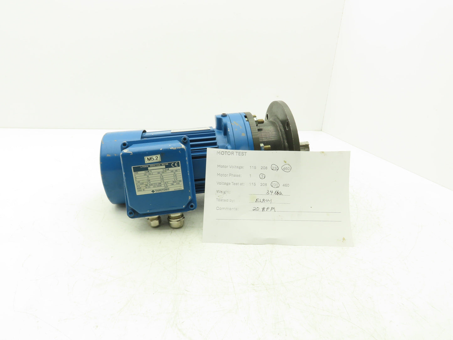 Sumitomo Cyclo CNFMS03-6095GB-87/G F63M/4 Gearmotor 20rpm .25kw 220-480V 87:1